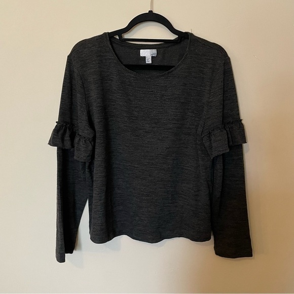 14th & Union Grey Ruffle Sweater - Picture 1 of 5